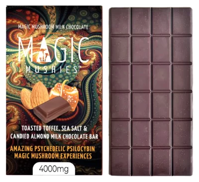 Magic Mushroom Toasted Toffee, Sea Salt, & Candied Almond Milk Chocolate Bar 4000mg