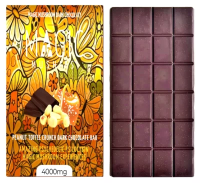 Magic Mushroom Peanut Toffee Crunch Dark Chocolate Bar 4000mg