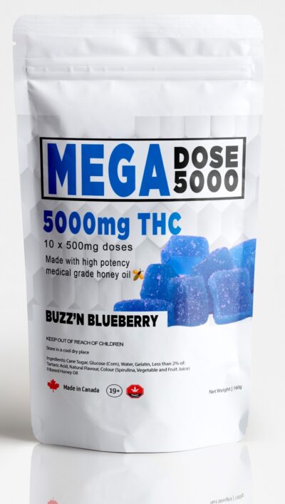 Mega Dose Gummies | Buzz'N Blueberry | 5000mg THC