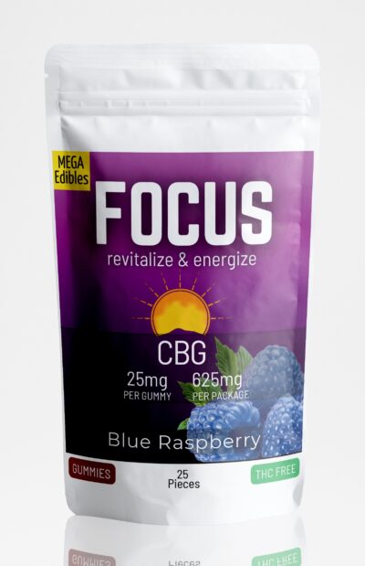 Focus 25mg CBG (gum drops 1.5ml) Front - Blue Raspberry - 25 pack