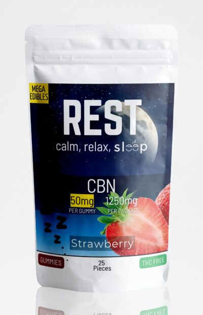 Rest 50mg CBN (gum drops 1.5ml) Front - Strawberry - 25 pack