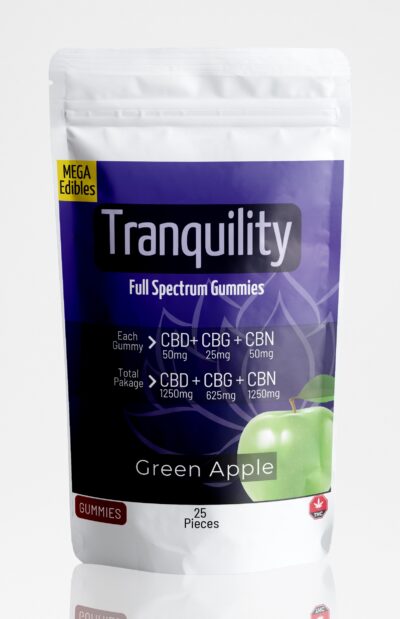 Tranquility Gummy (Round top square 3ml) Front - Apple - 25 pack