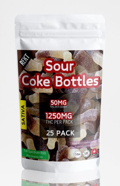 REKT Sour Coke Bottles Gummies 1250mg THC Sativa (25 x 50mg THC)