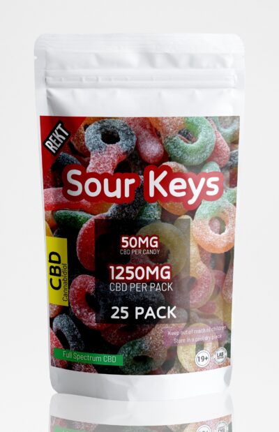 REKT Sour Keys Gummies 1250mg CBD (25 x 50mg CBD)