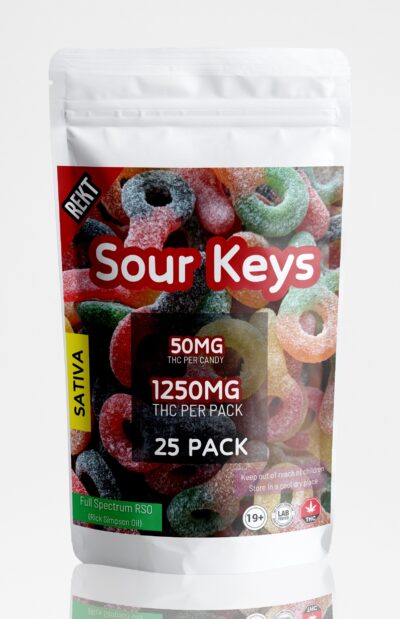 REKT Sour Keys Gummies 1250mg THC Sativa (25 x 50mg THC)