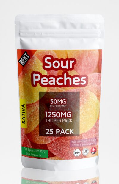 REKT Sour Peaches Gummies 1250mg THC Sativa (25 x 50mg THC)
