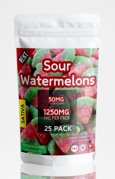 REKT Sour Watermelons 50mg THC Sativa - 25 pack