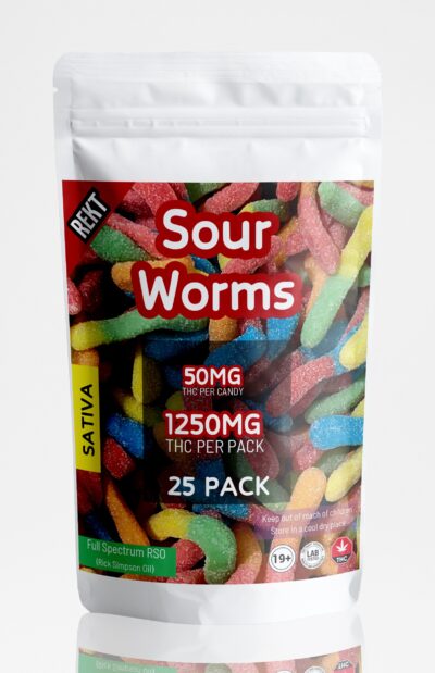 REKT Sour Worms 50mg THC Sativa - 25 pack