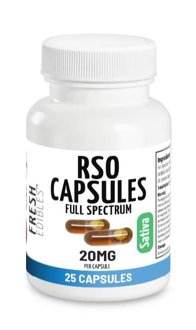 Fresh Edibles Sativa RSO Capsules 500mg (25 capsules x 20mg)