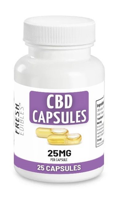 Fresh Edibles CBD Capsules 625mg (25 capsules x 25mg)