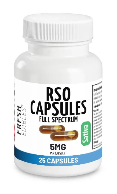 Fresh Edibles Sativa RSO Capsules 125mg THC (25 capsules x 5mg)