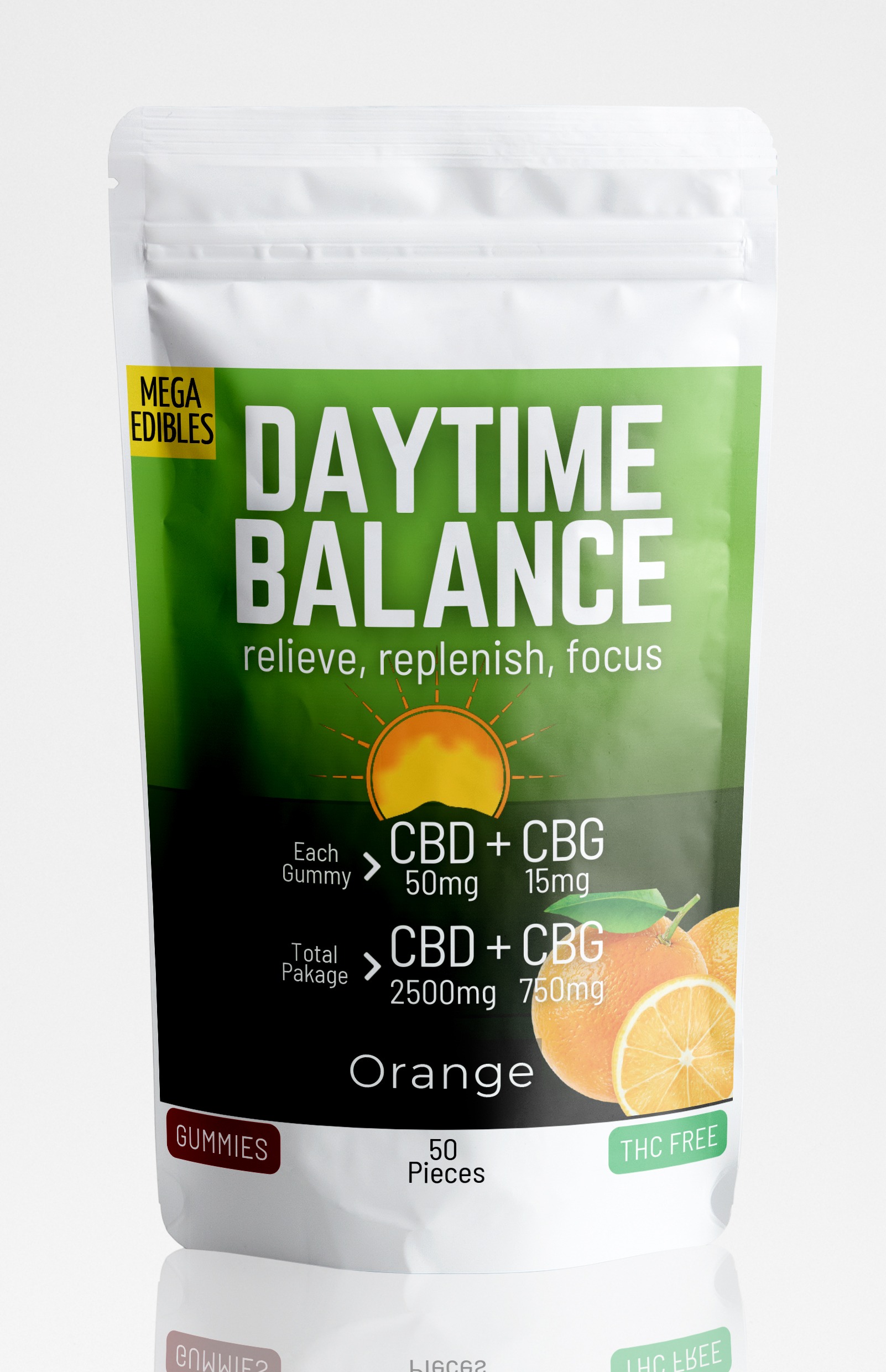 Daytime Balance Gummies CBD CBG - Orange - (50 Pack)