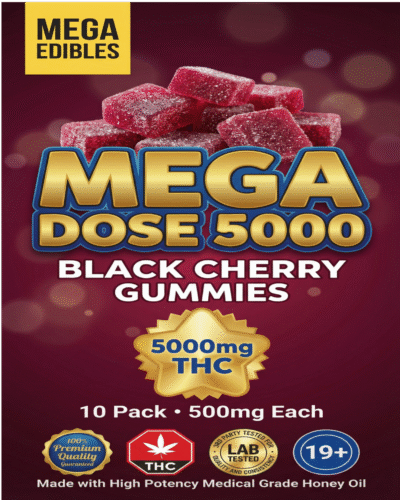 Mega Dose Gummies | Black Cherry | 5000mg THC